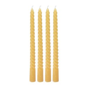 Gedraaide kaarsen - geel - set van 4